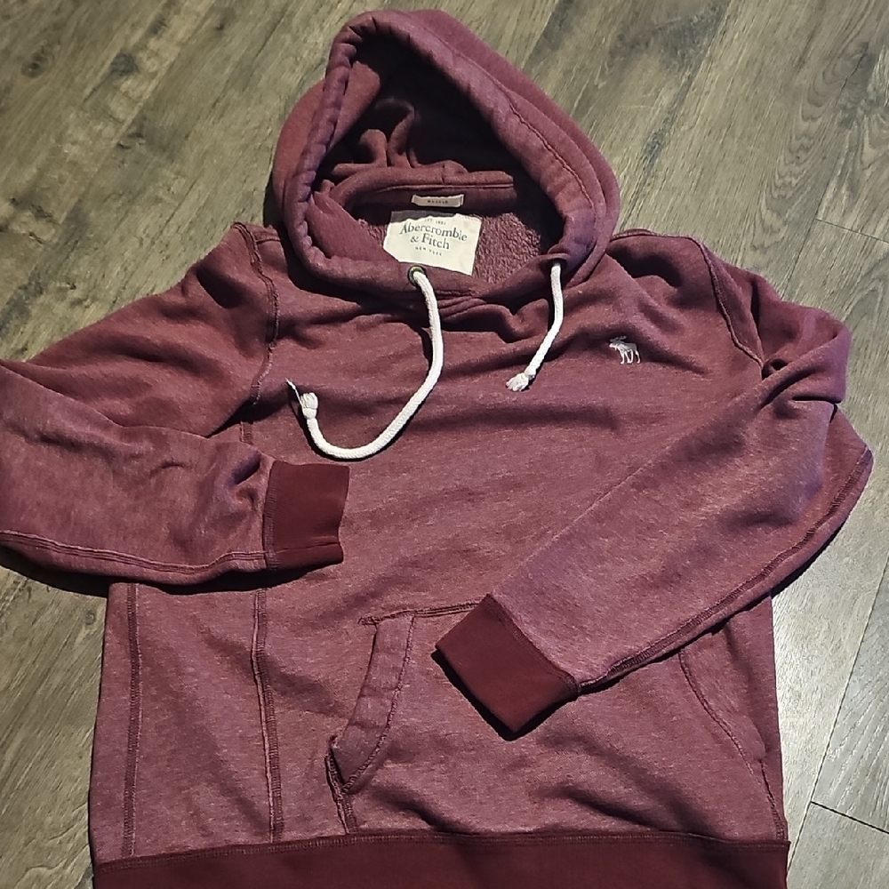 Abercrombie & Fitch Burgundy Sweatshirt Hoodie Small Men Muscle